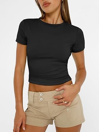 Womens Short Sleeve T Shirts Basic Workout Tops