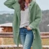 Women Single Breasted Hood Casual Blend Jacket