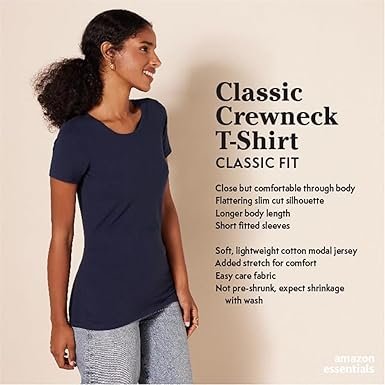 61rX4Hyq1EL._AC_SX385_.jpg Women RegularFit ShortSleeve Crewneck TShirt Multipacks