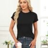 Womens Short Sleeve Tops T Shirts Round Neck Causal Fashion Basic Tee