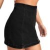 Women Casual Split Hem High Waist Denim Skorts Skirt Shorts