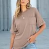 Women Oversized T Shirts Short Sleeve Casual Loose Top Basic Tee with Pocket