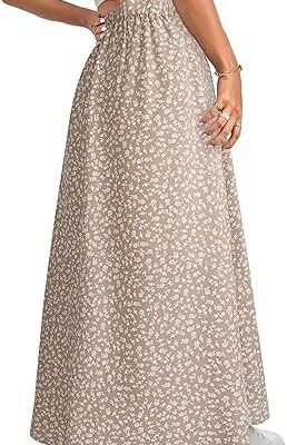 Women Boho Floral Slit Maxi Skirt Split Thigh High Waisted Long Sexy Skirt