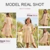 Womens Dresses 2025 V Neck Short Sleeve Casual A Line Flowy Swing Shift Dress Mini Dress