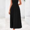 Casual Dresses for Business Work Midi Sleeveless A Line Pleated Cocktail Dress